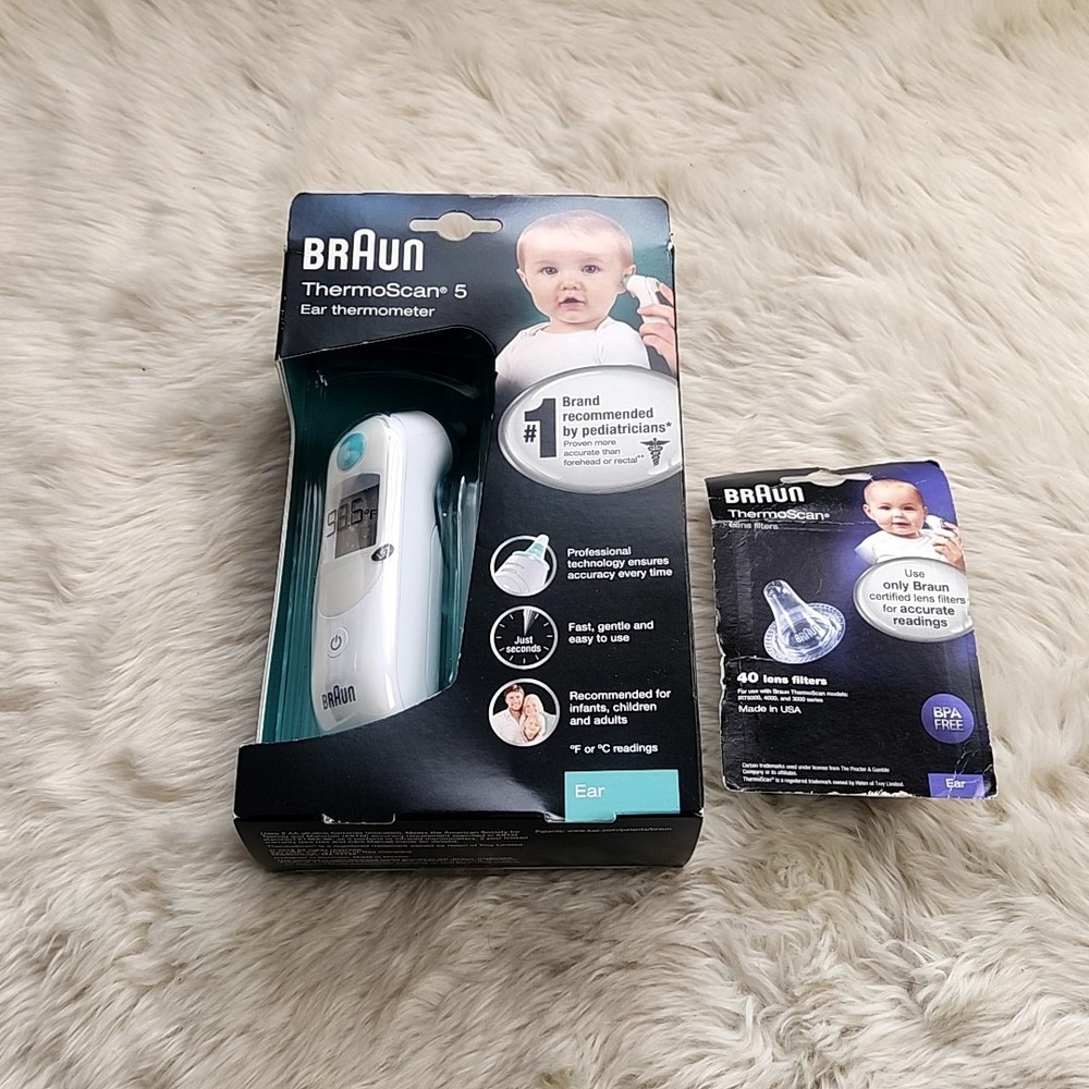 Braun ThermoScan 5 Ear Thermometer Kids IRT6020 White Digital with 80 Filters
